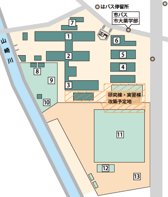名古屋市立大学薬学部（田辺通キャンパス）キャンパスマップ